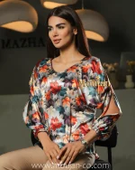 بلوز یقه هفت آستین چاکدار