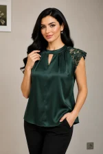 تاپ زنانه پیله‌دار سرشانه گیپور
