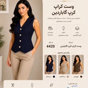 وست زنانه کراپ کرپ گاباردین